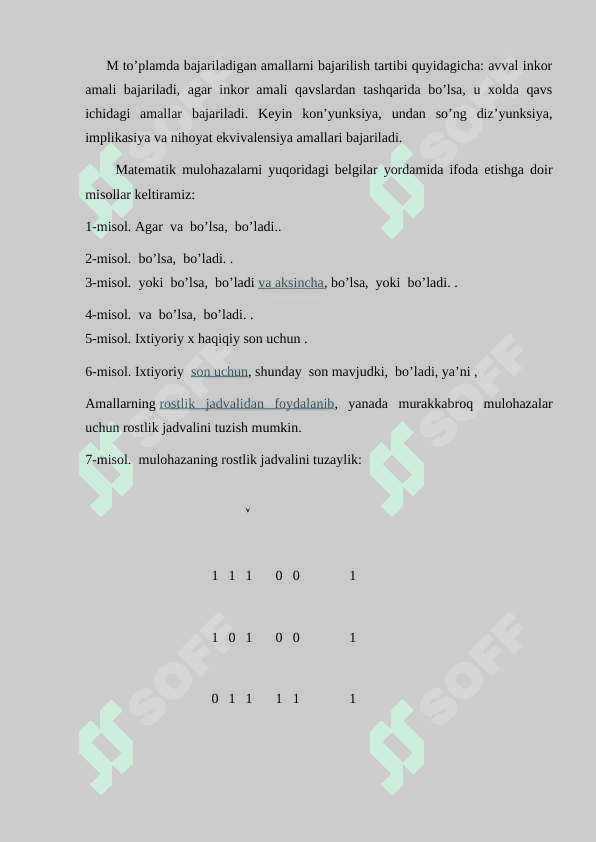 Mulohaza. Mulohaza ustida amallar. Formula 8