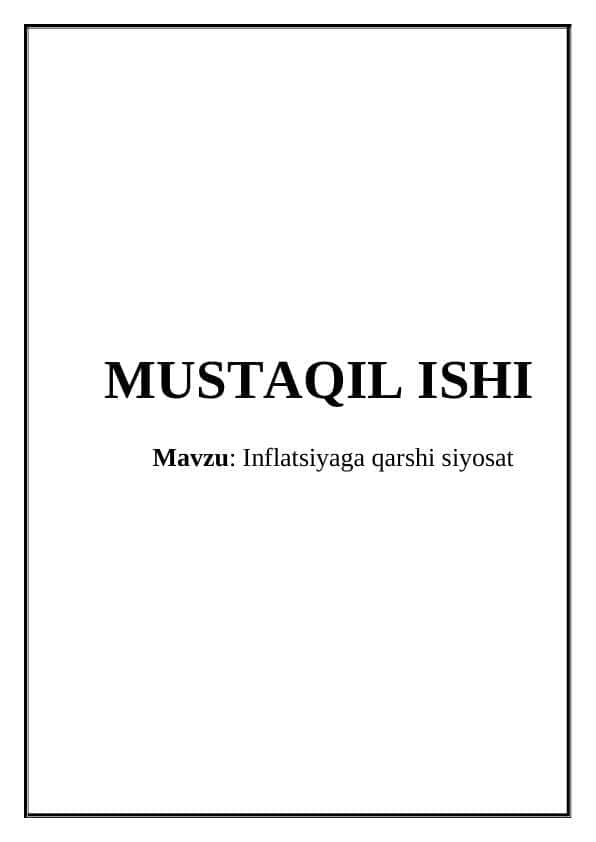 Inflatsiyaga qarshi siyosat