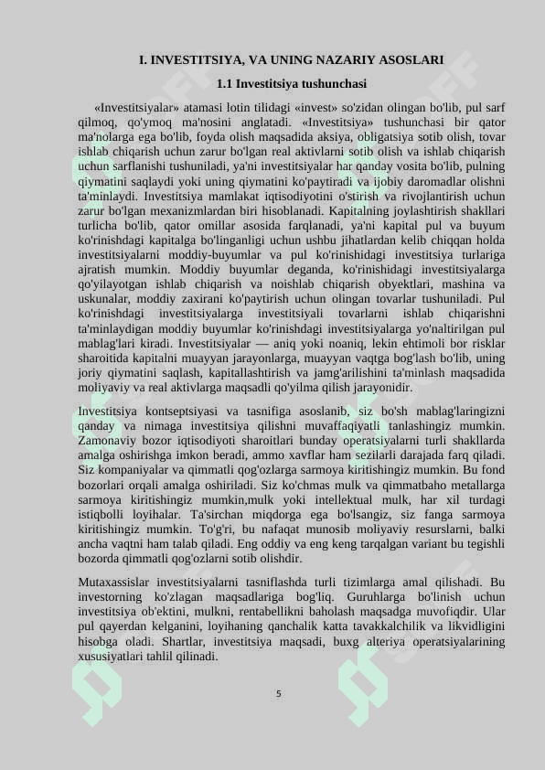 Investitsiyaning mohiyati manbalari va shakllari 5