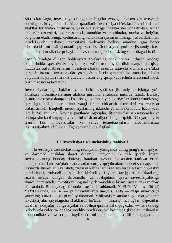 Investitsiyaning mohiyati manbalari va shakllari 6