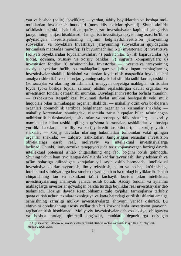 Investitsiyaning mohiyati manbalari va shakllari 7
