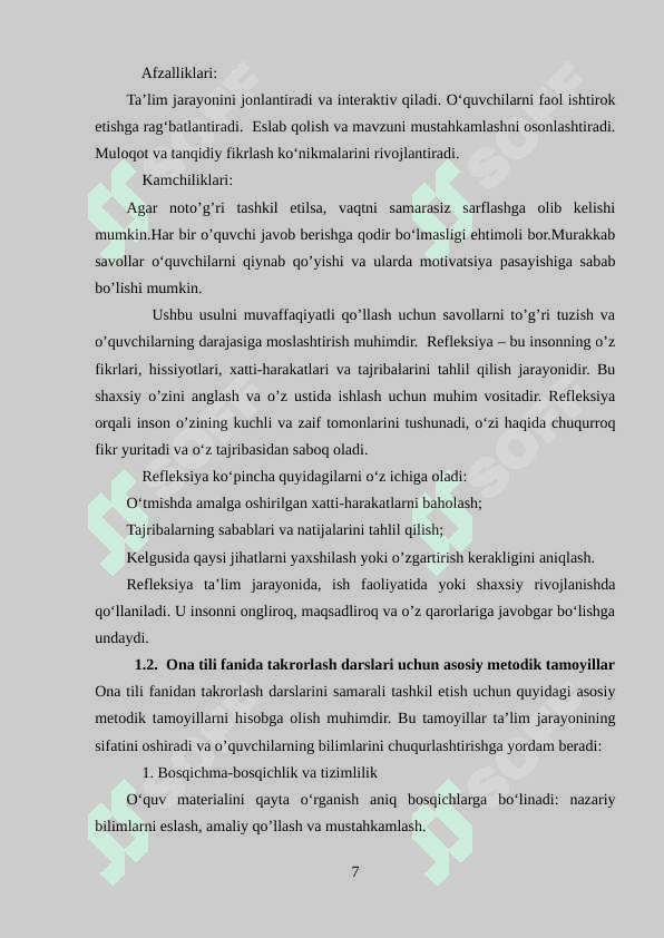 ONA TILIDAN TAKRORLASH DARSLARINI TASHKIL ETISH METODIKASI 7