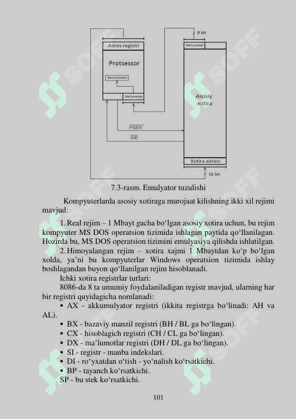 XOTIRA TURLARI VA ULARNING XUSUSIYATLARI.  ASSEMBLER DASTURLASHDA REGISTR XOTIRASI VA  RAM XOTIRASIDAN FOYDALANISH 5