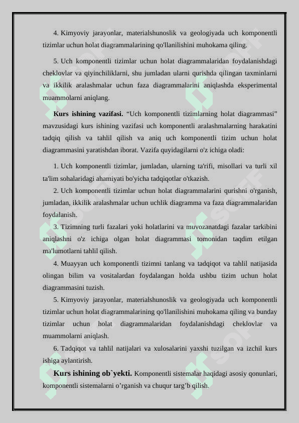 Uch komponentli sistemlarning holat diagrammasi. 4