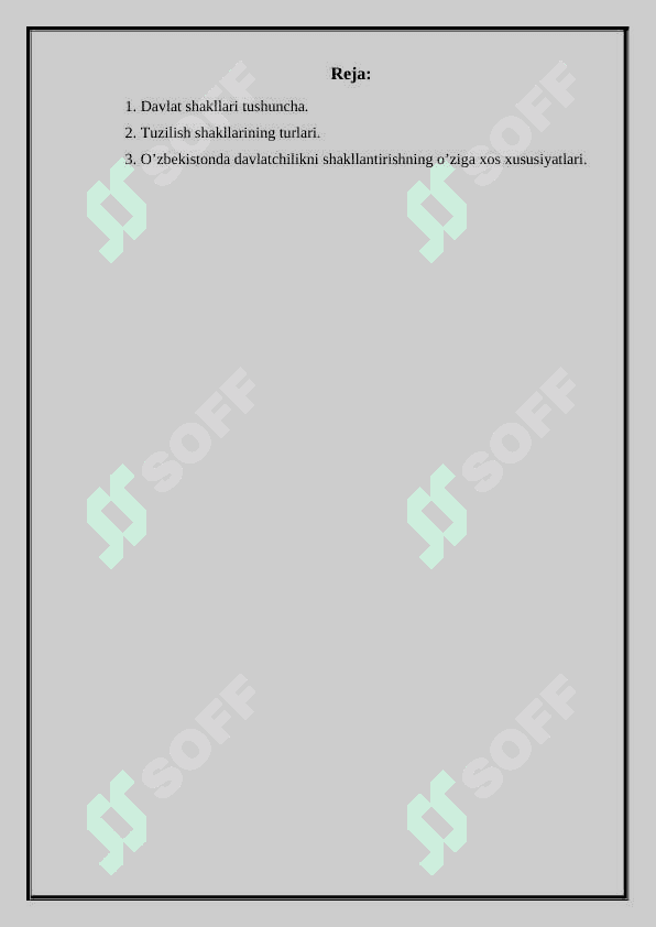 Davlatning tuzilish shakllari: unitary, federative va konfederativ. 2