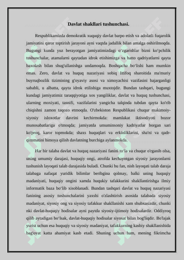 Davlatning tuzilish shakllari: unitary, federative va konfederativ. 3