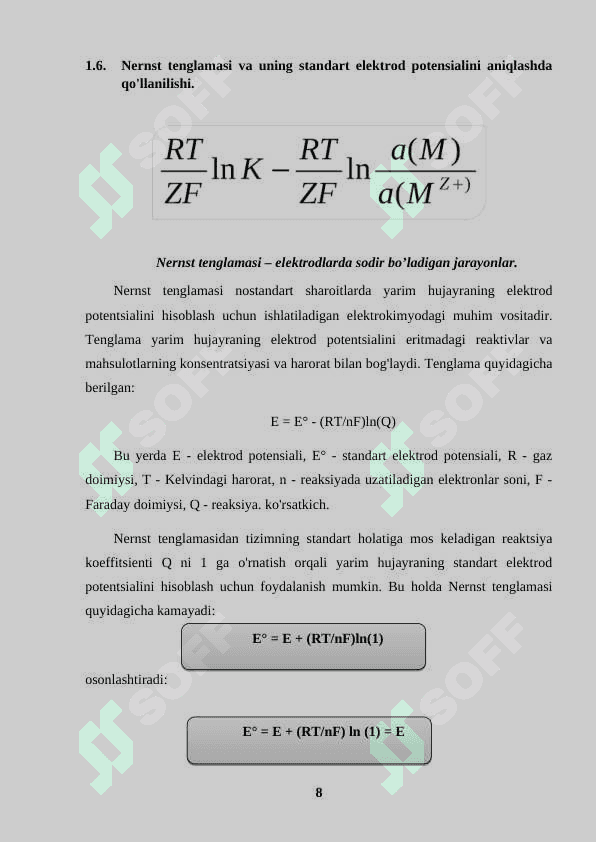 Elektrodlar potensialini aniqlash usullari. 8