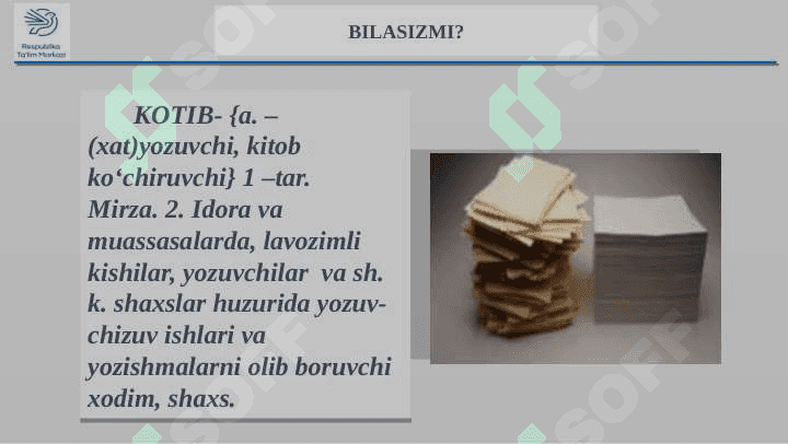 ISH QOG‘OZLARI BILAN ISHLASH 8
