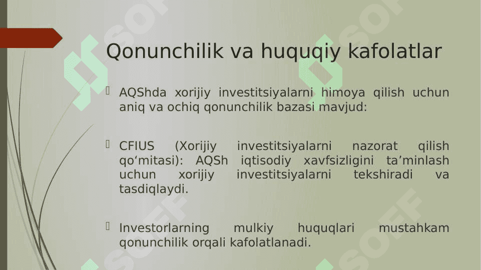 AQSHning xorijiy investorlarga yaratilgan qulayliklari 2