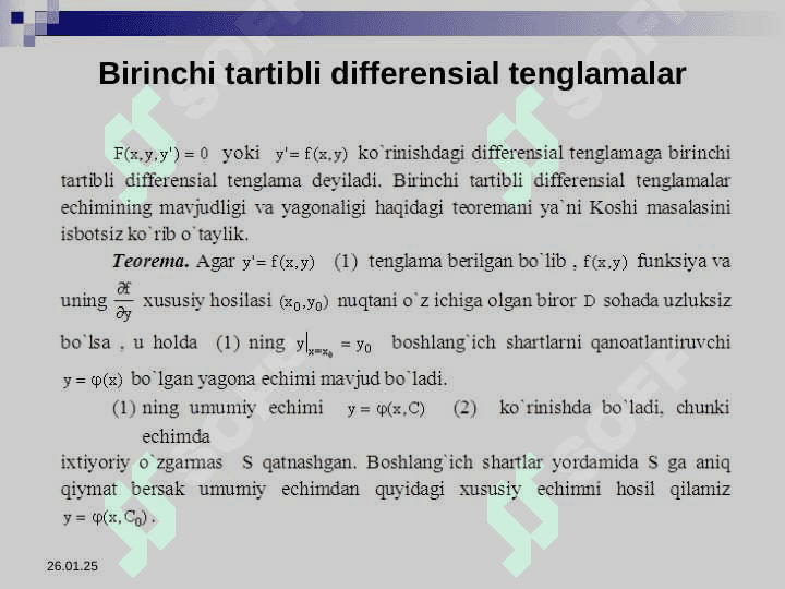 Birinchi tаrtibli diffеrеnsiаl tеnglаmаlаr. 2