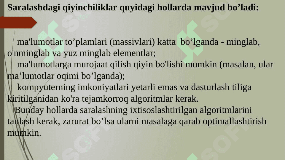 Ma'lumotlarni saralash algoritmlari. 4