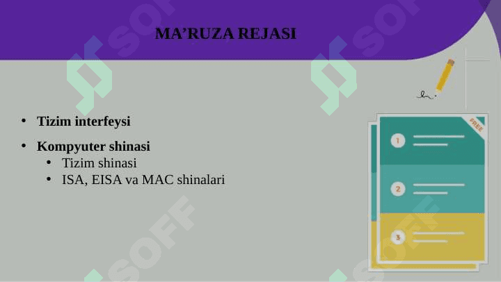 Tizim interfeyslari va shinalarni tashkil etilish. Tizim interfeyslari, shinalaming tashkil etilishi va turlari. 2