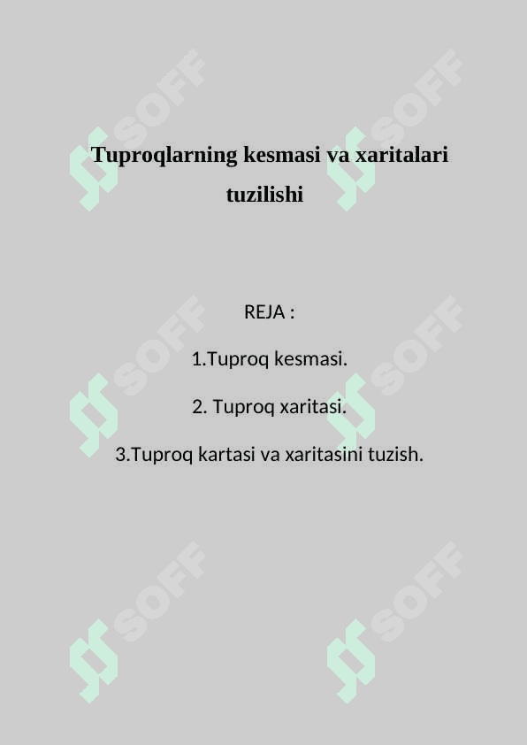 Tuproqlarning kesmasi va xaritalari tuzilishi 2