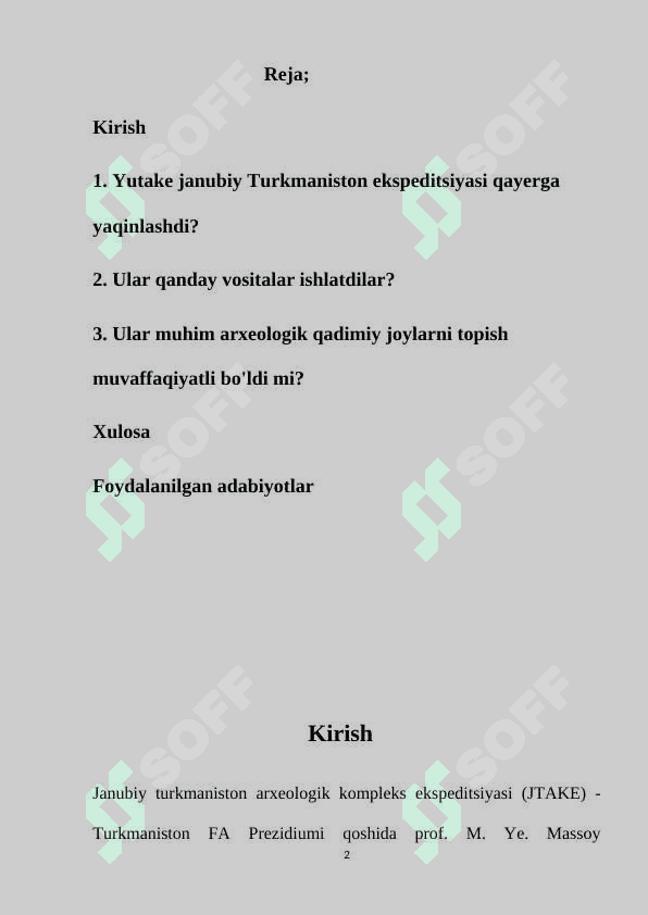 Yutake janubiy Turkmaniston ekspeditsiyasi 2
