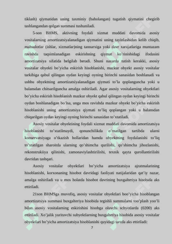 Asosiy vositalarga amortizatsiya hisoblash usullari 7