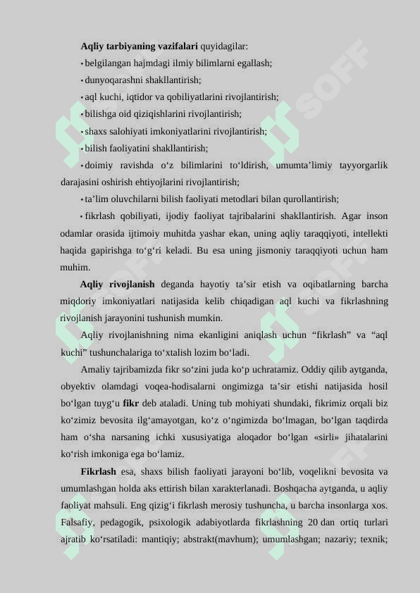 TARBIYA JARAYONINING MAZMUNI. (AQLIY, AXLOQIY, JISMONIY, ESTETIK, EKOLOGIK TARBIYA) 5