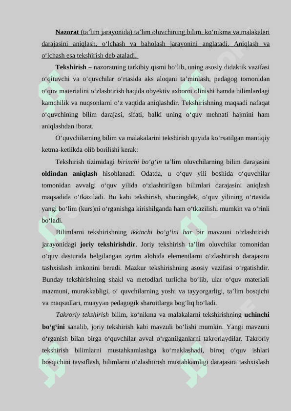 O'QUVCHILARNING BILIM, KO'NIKMA, MALAKA VA KOMPETENSIYALARINI DIAGNOSTIKASI 2