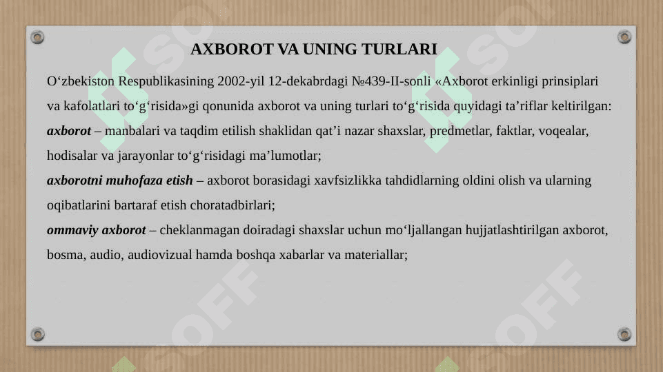 Axborotni muxofaza qilish,axborot xavfsizligi va uning zamonaviy konsepsiyasi 2