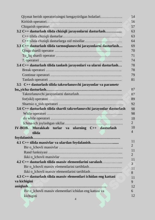 C++ TILIDA DASTURLASH ASOSLARI 4