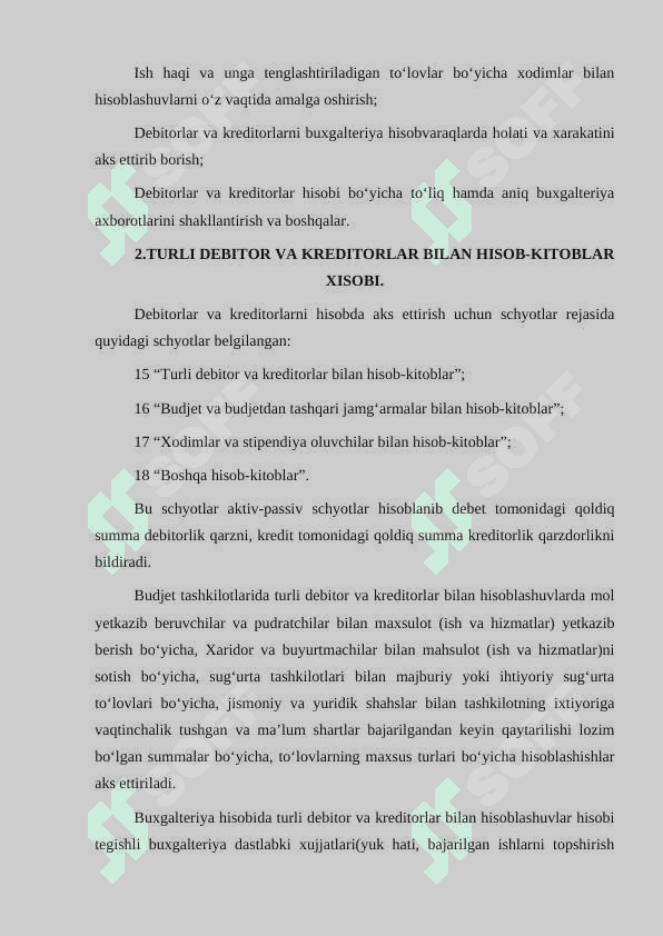 Budjet  tashkilotlarida  debitor  va  kreditorlar  bilan hisoblashuvlar hisobi. 8