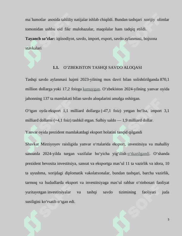 O`zbekiston tashqi savdo munosabatlari 5