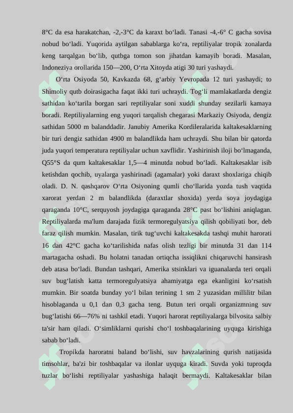Cho'llarda hayvonlarning tarqalishi va yashash sharoitlari 6