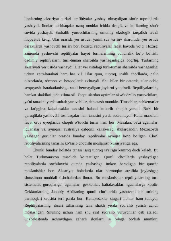 Cho'llarda hayvonlarning tarqalishi va yashash sharoitlari 7