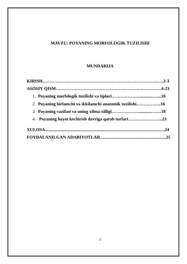 POYANING MORFOLOGIK TUZILISHI