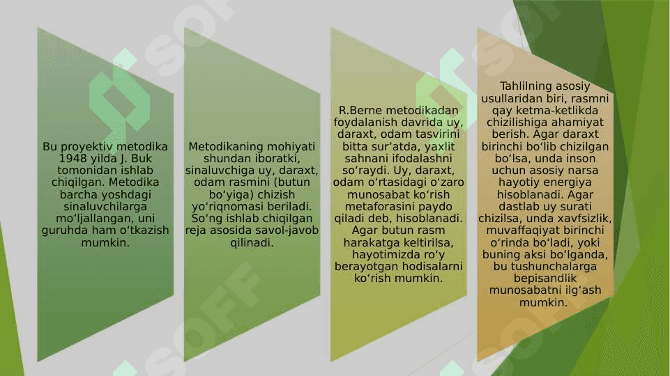 “ Oila rasmi” , “Uch daraxt” va boshqa metodikalar. 6
