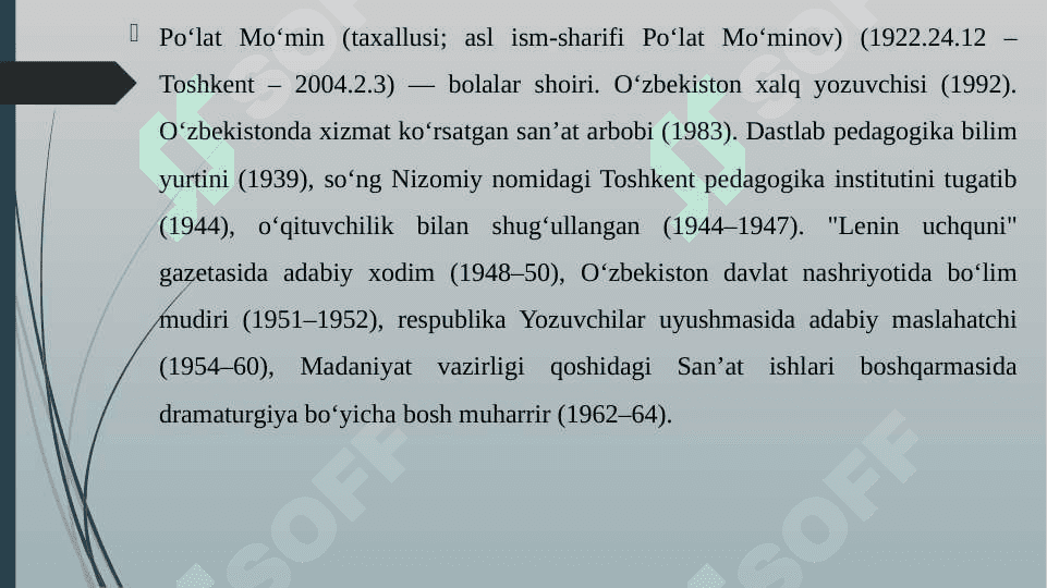 PO'LAT MO'MIN HAYOTI VA IJODI 3