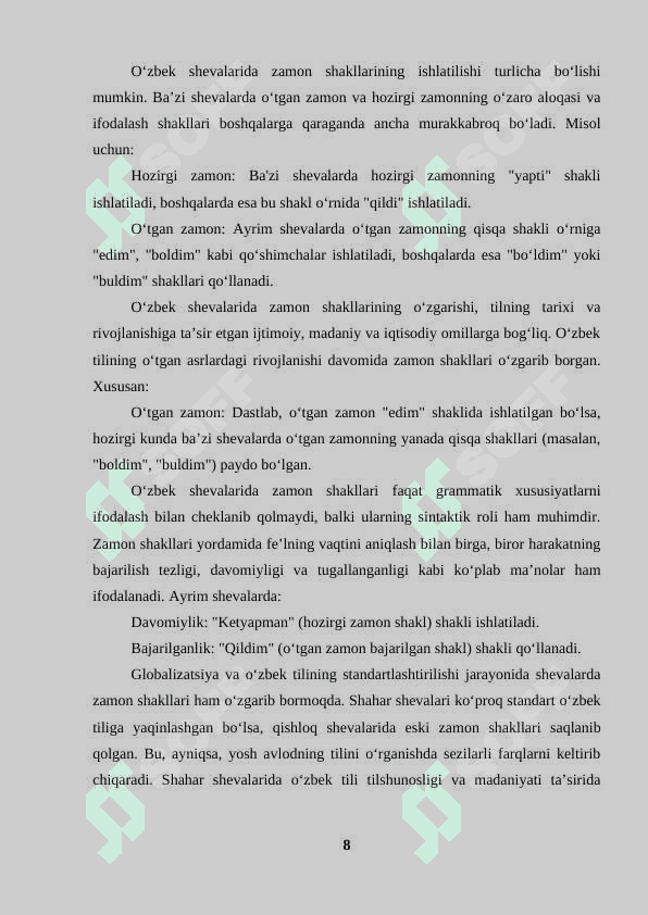 O‘zbek shevalarida hozirgi zamon shakllari 7