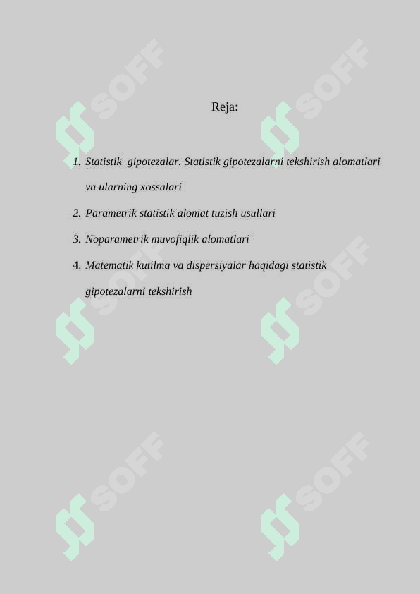 Statistik gipotezalarni tekshirish 2