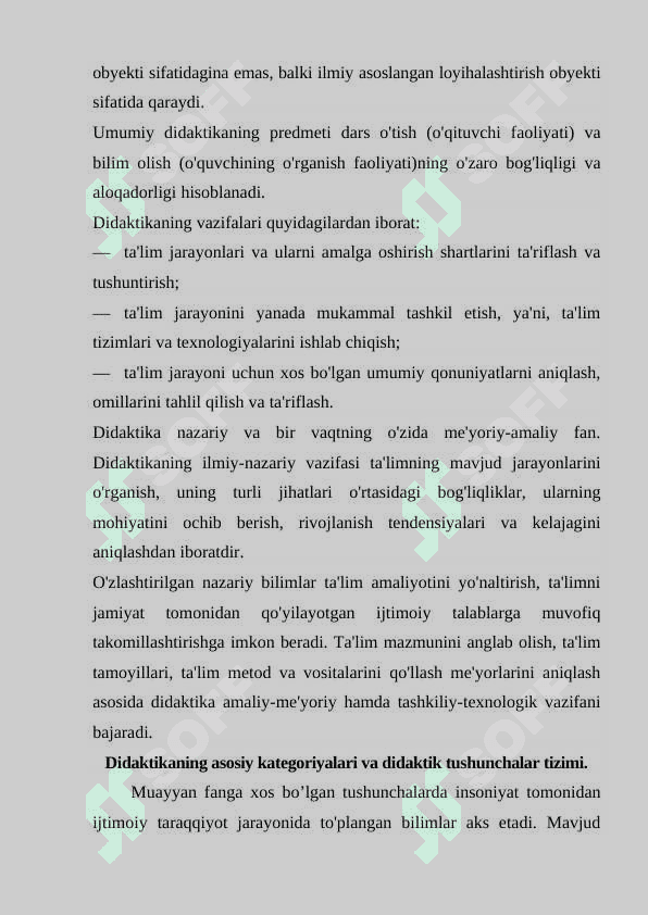 Didaktika - pedagogik ta’lim nazariyasi. O’qitish jarayoni yaxlit tizim sifatida. O’rta maxsus va kasb-hunar ta’limi mazmuni. Davlat ta’lim standarti 4