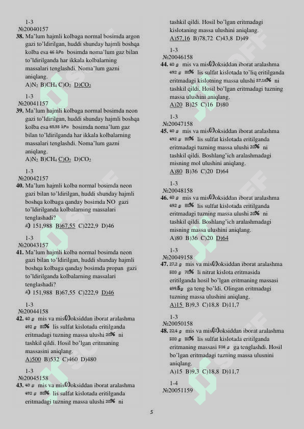 Kimyodan test (1000 ta) 5
