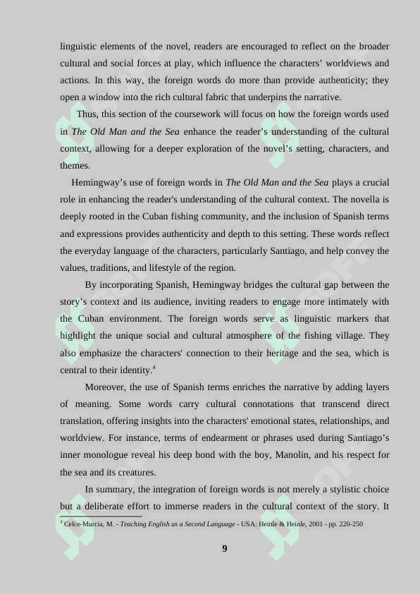 Foreign words in E. Hemingway’s The Old  Man and the Sea: semantics, functions, frequency 8