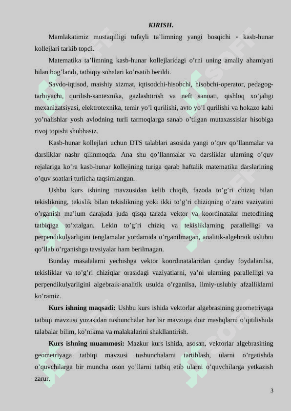 Tekislik va to’g’ri chiziqning vektor va koordinat shaklidagi tenglamalari 3