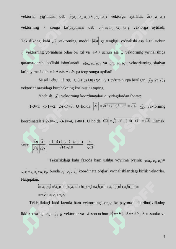 Tekislik va to’g’ri chiziqning vektor va koordinat shaklidagi tenglamalari 6