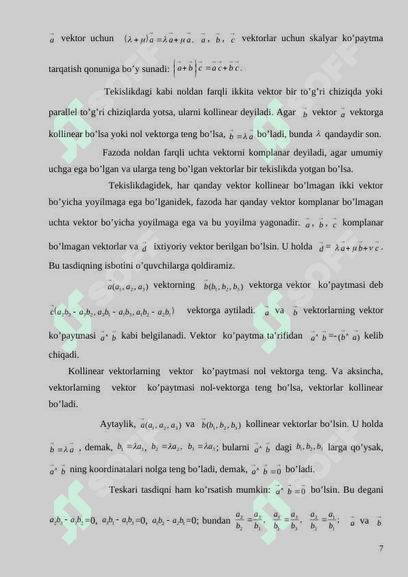 Tekislik va to’g’ri chiziqning vektor va koordinat shaklidagi tenglamalari 7