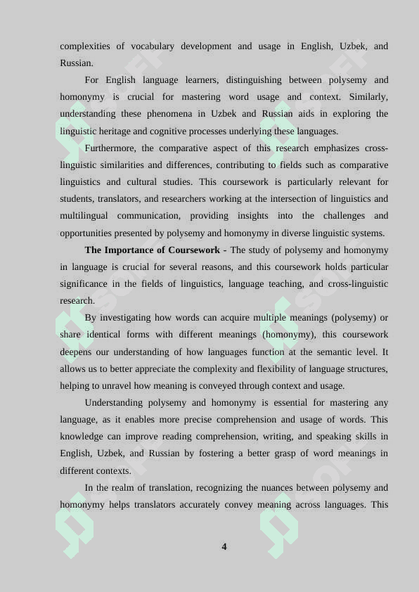 Polysemy and homonymy in English and Uzbek/ Russian 3