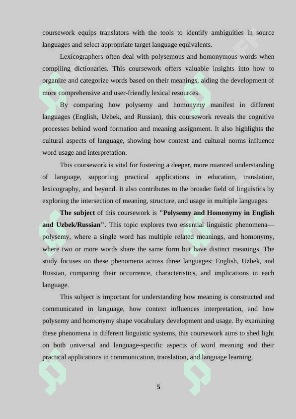 Polysemy and homonymy in English and Uzbek/ Russian 4