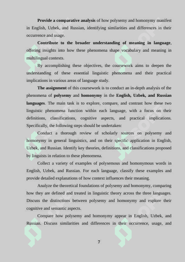 Polysemy and homonymy in English and Uzbek/ Russian 6