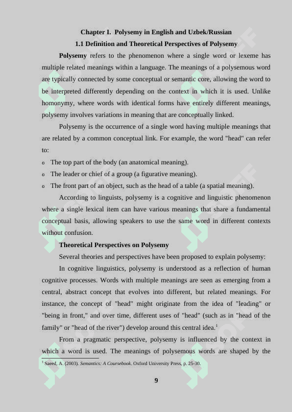 Polysemy and homonymy in English and Uzbek/ Russian 8