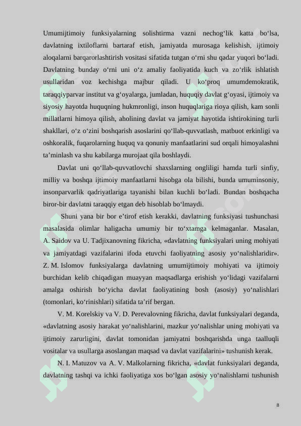 Davlat ichki tashqi funksiyalari 8