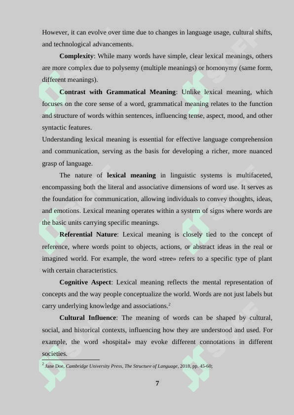Types of word meaning: lexical meaning and grammatical meaning 6