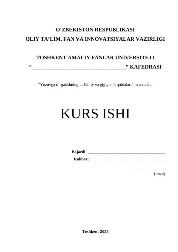 Yozuvga o‘rgatishning tashkiliy va gigiyenik qoidalari 1