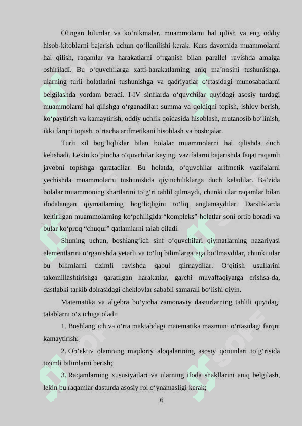 Boshlangʻich sinflarda matematika oʻqitishda algebra elementlarini oʻrgatish metodikasi 6