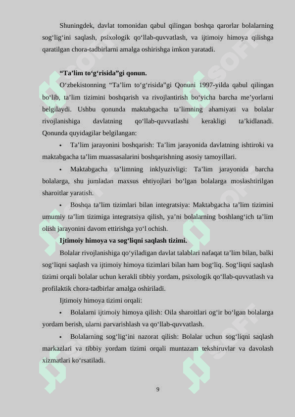Ilk va maktabgacha yoshdagi bolalar rivojlanishiga qoyiladigan davlat talablari 8
