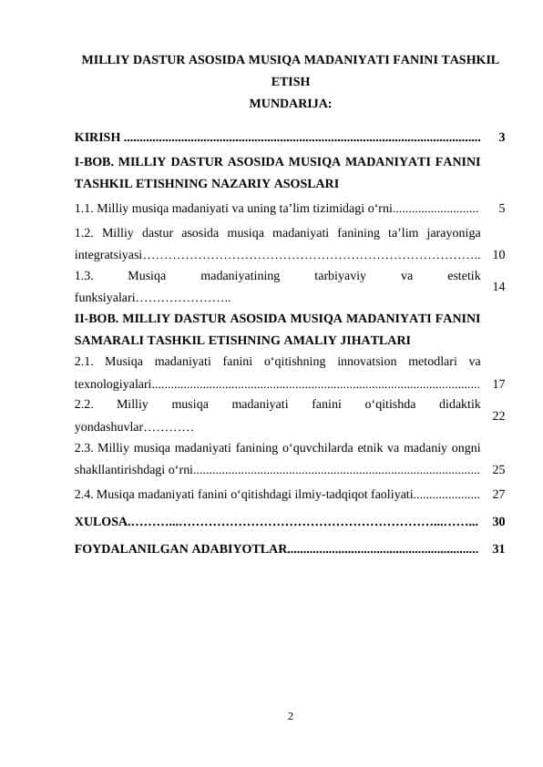 Milliy dastur asosida musiqa madaniyati fanini tashkil etish 1