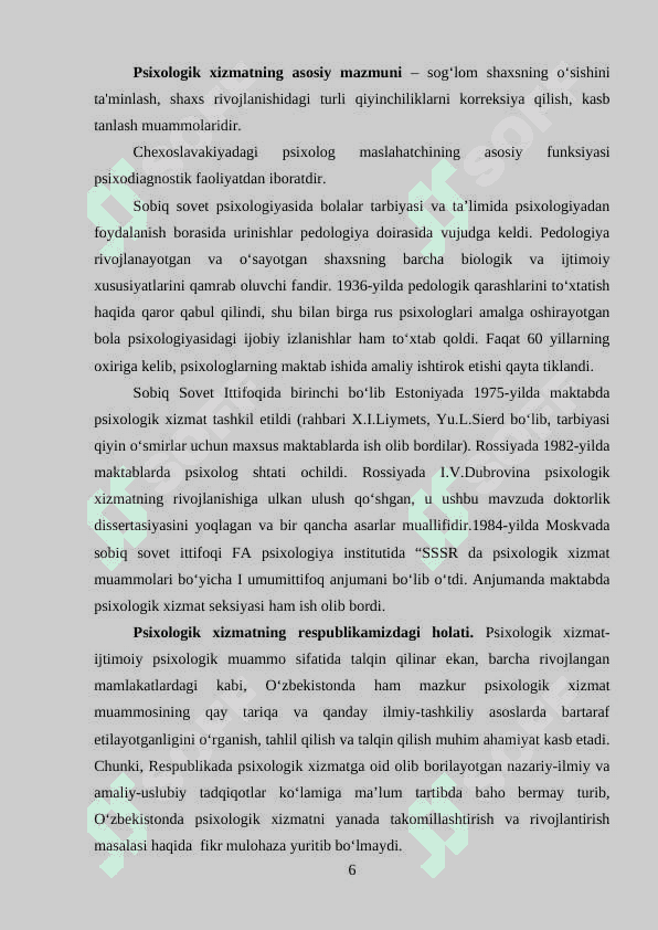 Psixologik xizmat fani rivojlanishining ilmiy-tarixiy asoslari 6