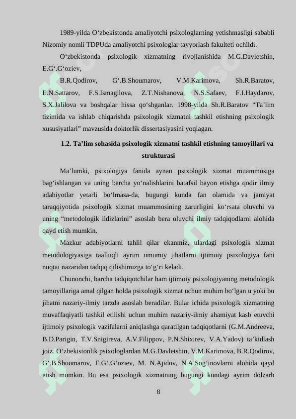 Psixologik xizmat fani rivojlanishining ilmiy-tarixiy asoslari 8